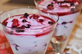 Image of 2 glasses of berry yogurt 